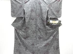 大特価品　未使用品　草花模様織り出し本場泥大島紬着物(5マルキ)